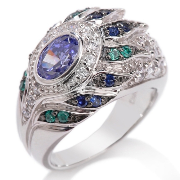 Authentic Victoria Wieck Peacock Ring 14k White Gold Vermeil Size 9! - Picture 2 of 6